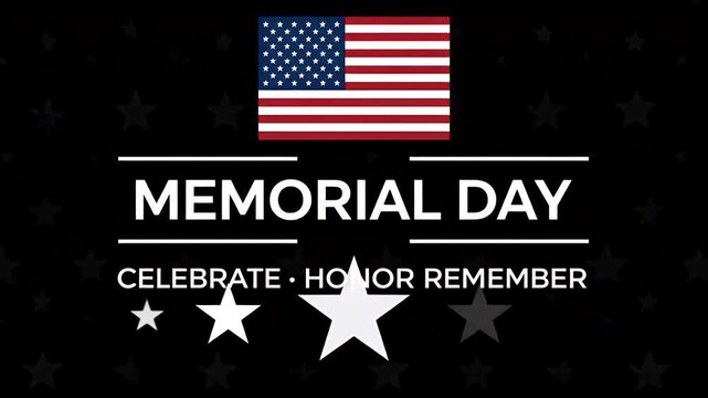 Memorial day celebration with usa flag and honor remember text on a black background