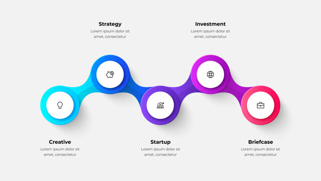 5 step infographic template with modern gradient style wave process diagram for business strategy and startup