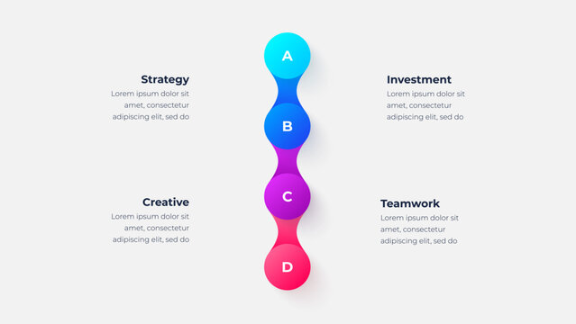 Four Step Vertical Timeline Template for Business Process Infographic Diagram and Workflow Presentation