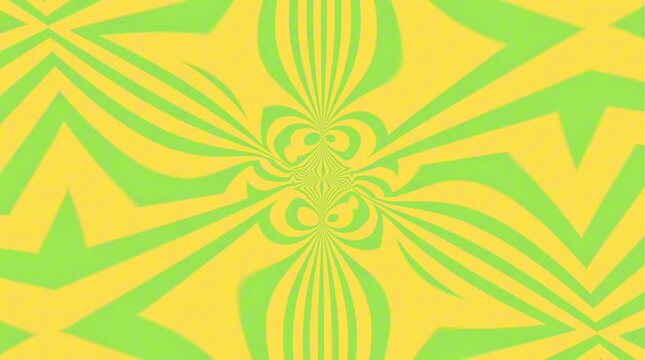 Vibrant Geometric Abstraction with Symmetrical Green and Yellow Pattern Creating a Hypnotic Visual Flow