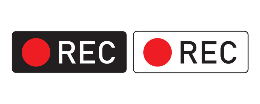 REC Record Button UI Icon Minimal Flat Design Dual Theme Video Recording Interface Element
