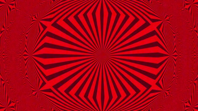 Hypnotic Red Radial Pattern with Abstract Geometric Elements