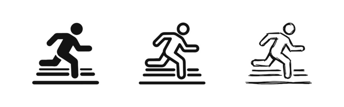 Running Person Speed and Fitness Icon Set