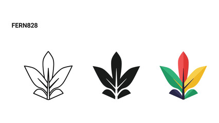 three stylized fern leaves flat design vector illustration © JubayerStock