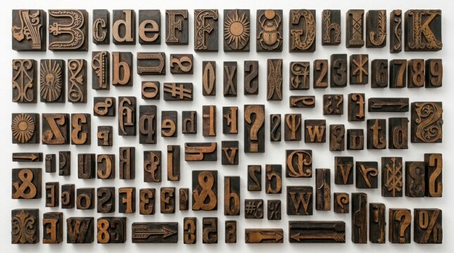 Vintage Wooden Letterpress Type Blocks Collection