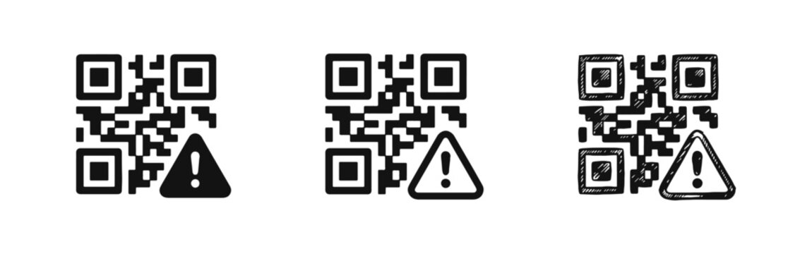 Malicious QR Code Alert and Security Warning Icon Set