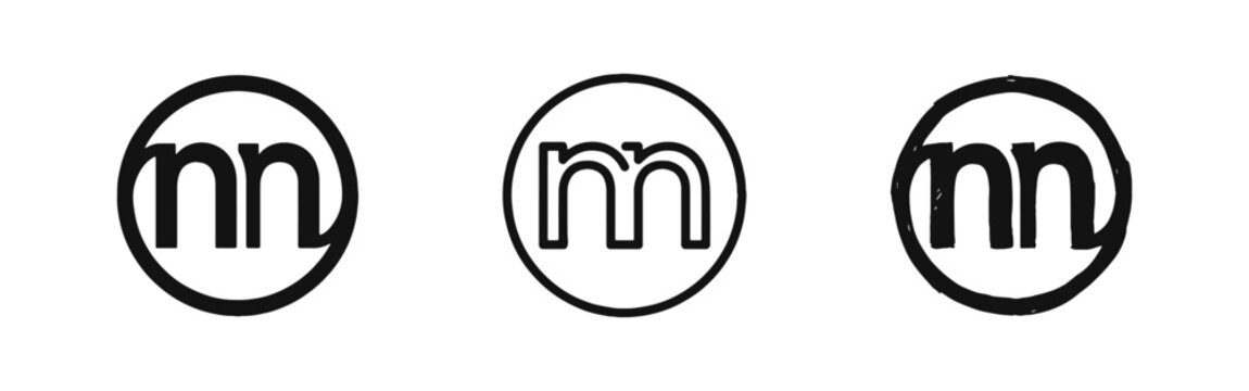Circular Typography Logo with MN Initial Letters