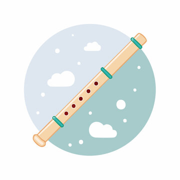 Illustration of a recorder flute with clouds and dots