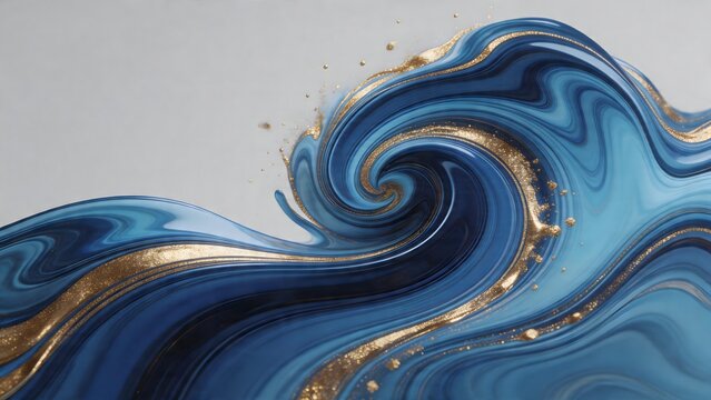 Blue and gold swirling liquid pattern