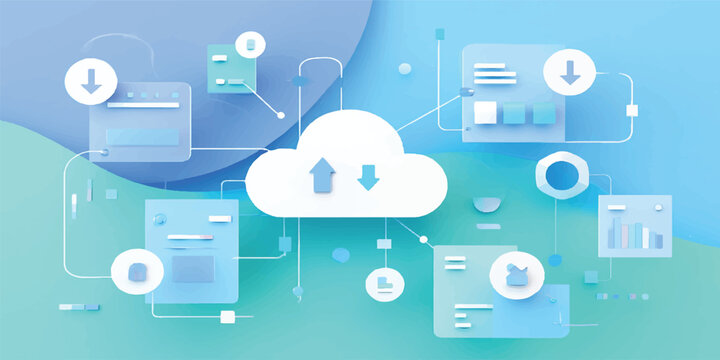 Modern infographic design template featuring a cloud computing network with social media icons and mobile technology symbols for business data communication