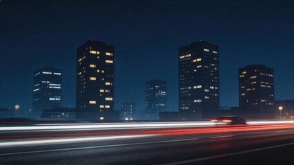 Fototapeta premium Nighttime cityscape with light trails