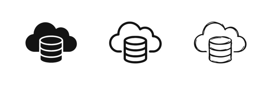 Cloud database storage and server computing icon set
