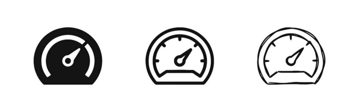 Performance speedometer and gauge dashboard icon set