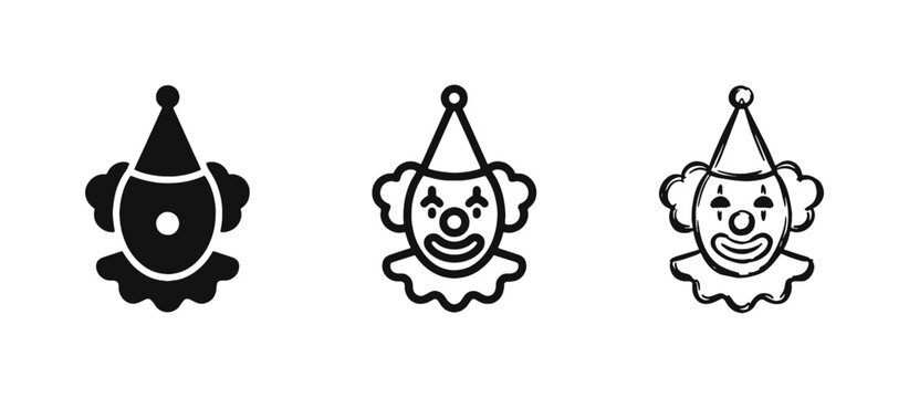 Clown Face and Circus Character Icon Set