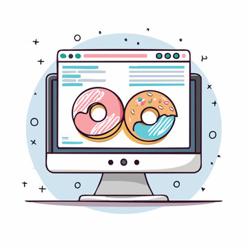 Computer Screen Displaying Donuts