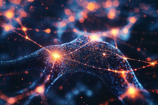Digital network with glowing nodes and lines