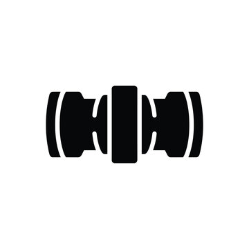 Black Pipe Fitting Connector Glyph Vector Icon
