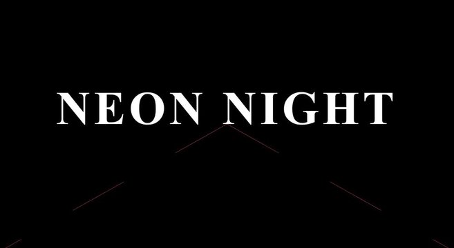 Neon night typography motion with minimalist geometric animation