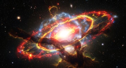 Obraz premium Vibrant colorful galaxy with rings.