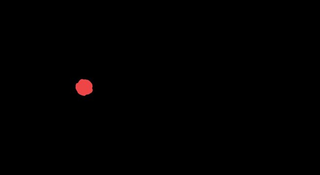 Red dot moving across dark animation background, minimalist motion