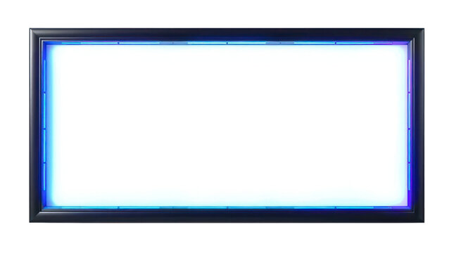 Frame with a Futuristic Glowing Neon Border for Digital Content Display and Advertising