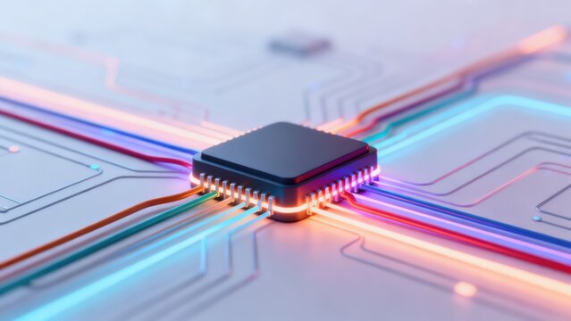 Microchip with glowing circuit connections
