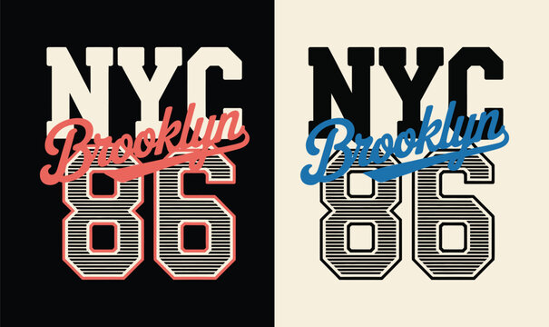 NYC Brooklyn 86 vintage typography set vector for varsity athletic t-shirt apparel design