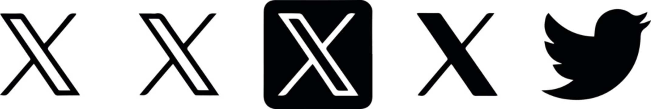 twitter logo evolution x and bird icon horizontal set