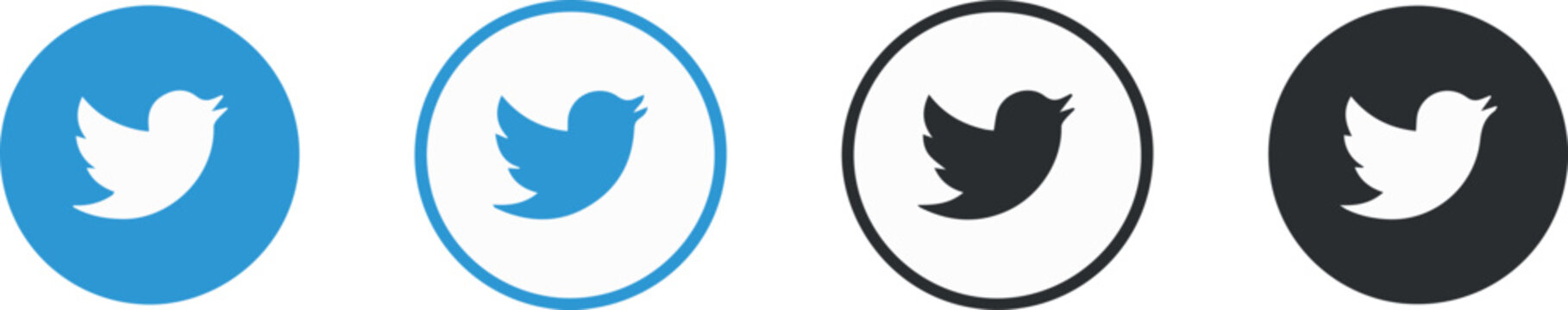 twitter bird icon pack solid and outline circle badges