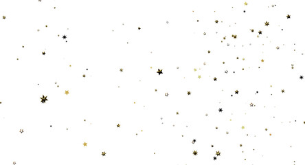 Obraz premium Glittering gold star confetti on a white backdrop, perfect for holidays, celebrations, and festive designs. Use it for p