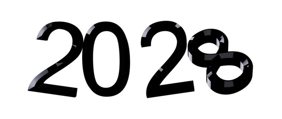 Fototapeta premium Stylish 3D rendering of the year 2028 isolated on white. Perfect for calendars and new ye
