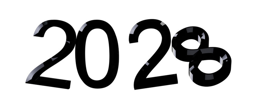 Stylish 3D rendering of the year 2028 isolated on white. Perfect for calendars and new ye