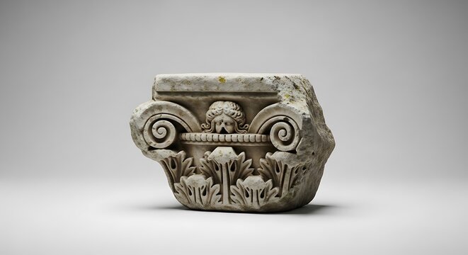 Ancient stone architectural column detail fragment.