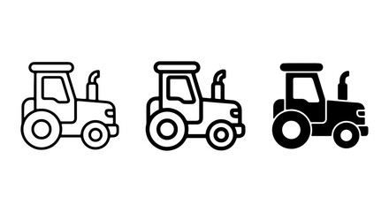 Farm Tractor Icons, Agricultural Vehicle Symbols, Rural Machine Graphics, Vector Set © AbdullahAl