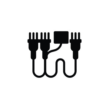 Black Audio Video RCA Splitter Cable Adapter Icon Vector