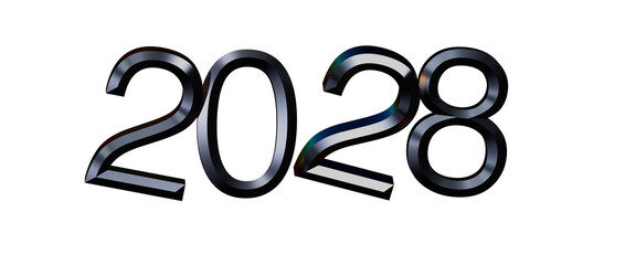 Stylish 2028 text illustration. Perfect for new year greetings, futuristic themes, and ev © vegefox.com