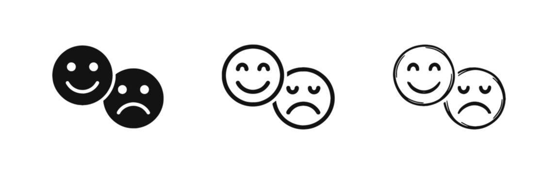 Happy and Sad Face Icons for Emotion and Satisfaction Measurement