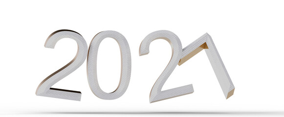 The year 2021 numbers in a clean white background. Perfect for new year greetings, events, and business presentations. © vegefox.com