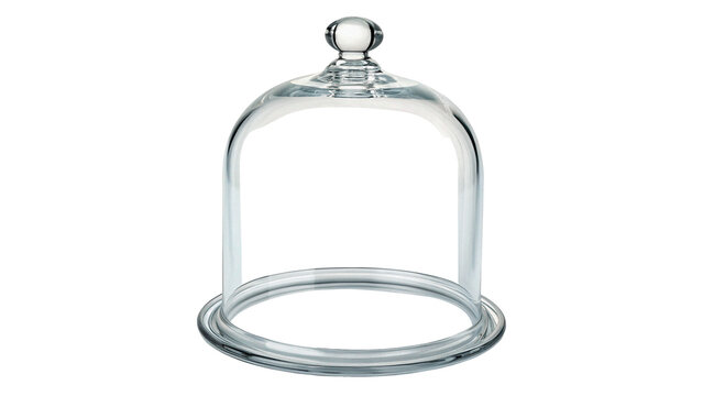 Elegant clear glass cloche dome food cover for luxury restaurant catering and fine dining service isolated on transparent background
