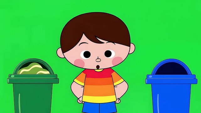 Cartoon Child Learning Recycling Illustration