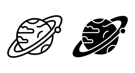 Planet Icons, Space Orbit Symbols, Cosmic Celestial Graphics, Vector Art © Kamrul
