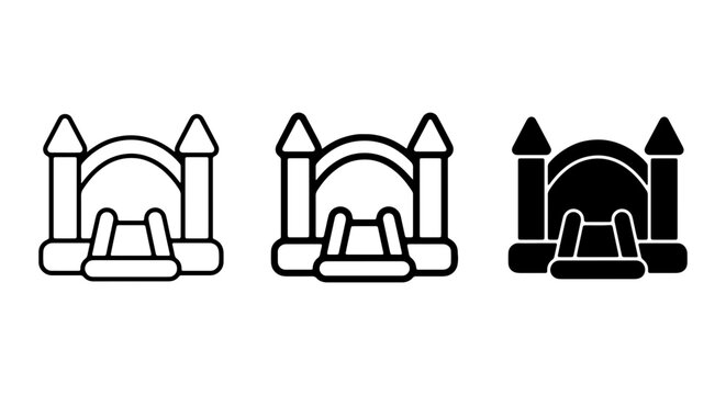 Bouncy Castle Icons, Inflatable Funhouse Vector Set, Party Play Structure Graphics