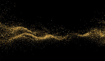 Fototapeta premium Vector Abstract Shiny Gold Glitter design element. Gold Glitter Dust. For New Year, Merry Christmas, Birthday and Wedding greeting card and invitation. Luxury Background design