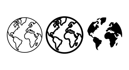Fototapeta premium Global Earth Icons, Planet World Maps, Globe Illustrations, Vector Graphics