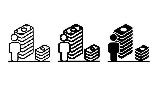 Money Stack Icons, Financial Growth, Wealth Accumulation, Business Investment Icons