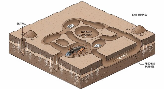An insect digs complex underground tunnels and chambers in soil blm Ups (9)