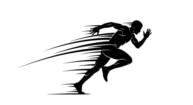 Dynamic silhouette of a sprinter in motion, capturing speed and athleticism.