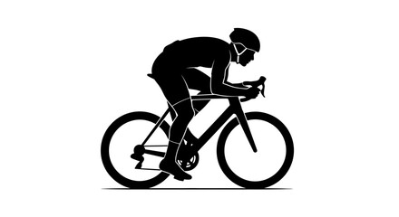 Fototapeta premium Silhouette of a Cyclist in Full Race Stance.