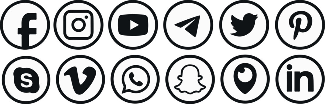 icons facebook instagram youtube telegram twitter pinterest skype