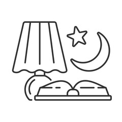 Fototapeta premium Evening reading linear icon. Late nighttime studying. Fairytale books to read before bedtime. Thin line customizable illustration. Contour symbol. Vector isolated outline drawing. Editable stroke